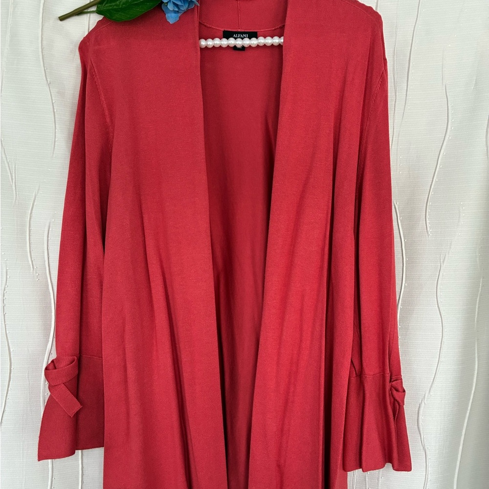 Alfani Vibrant Salmon Pink Knit Cardigan